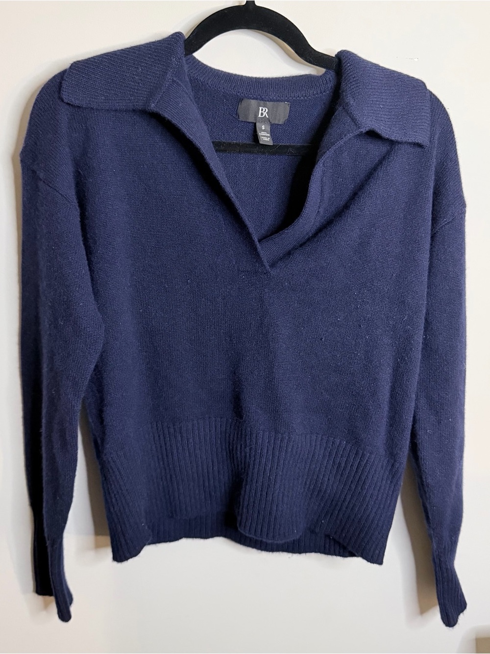 Banana Republic Navy Collared V-Neck Women's Cashmere Sweater